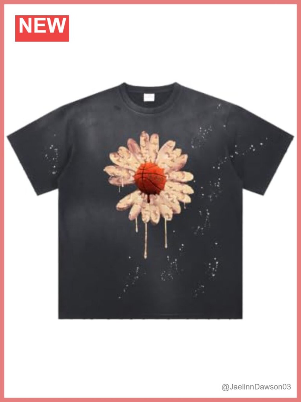 Oversized Floral Graphic Short Sleeve T-Shirt Unisex Streetwear Cotton Tee